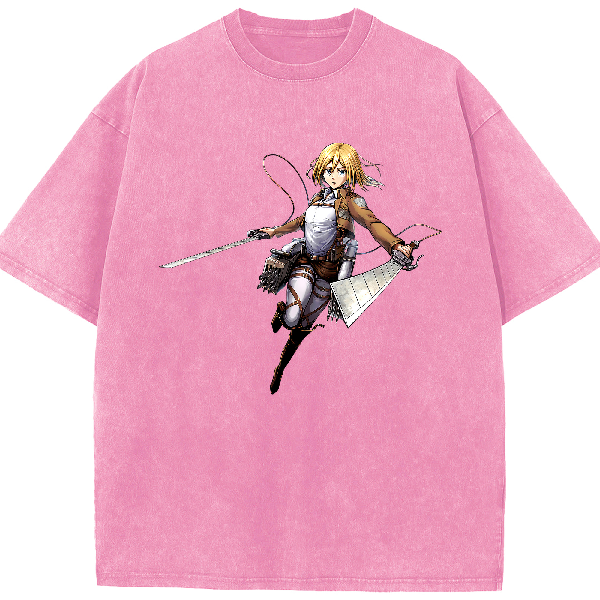 （画像用） 進撃の巨人 クリスタ·レンズ Attack on Titan Christa Lenz 綿100% ヴィンテージ風 半袖Tシャツ（フロントプリント）